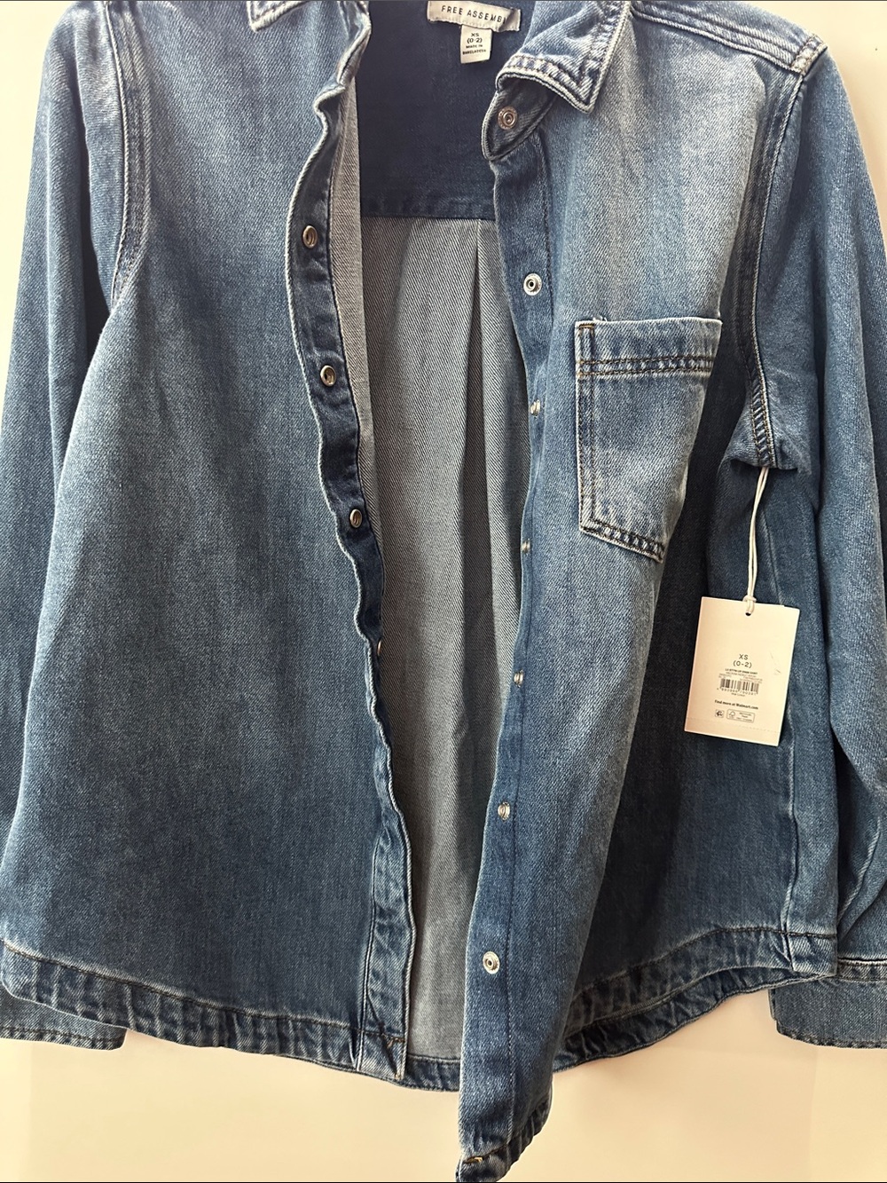 Women's Button Up Denim Shirt with Long Sleeves XS - Picture 9 of 12